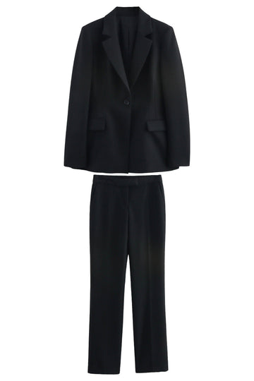 Noir 2 pièces à revers cranté femmes bal costumes